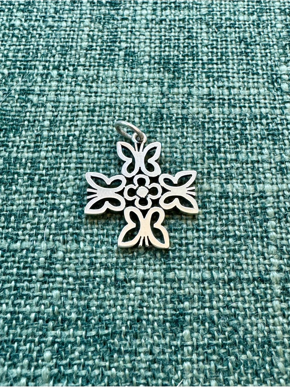 Retired James Avery Sterling Silver Butterfly Cross Pendant